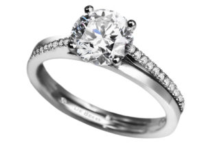 De Beers Round Cut Brilliant Diamond Platinum Engagement Ring